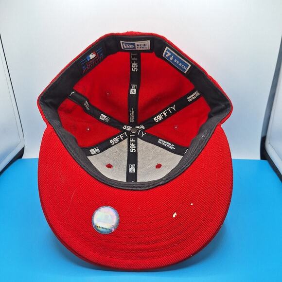 Vintage Atlanta Braves Wool Hat Cap Fitted 7 1/8 Fitted New Era 59Fifty Red - Picture 6 of 9